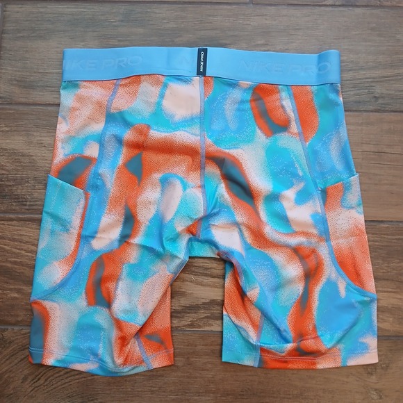 Nike‎ Pro Compression Shorts Mens Large Coral Blue Tight Fit Training Dri Fit - Picture 10 of 11